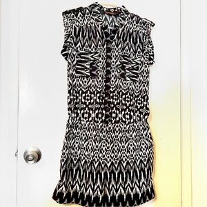 Black and White Romper, Elastic Waist, Shorts, Two Front Pockets